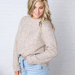 Gemma Speckled Crew Neck Knit Sweater - Oatmeal