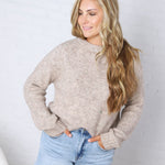 Gemma Speckled Crew Neck Knit Sweater - Oatmeal
