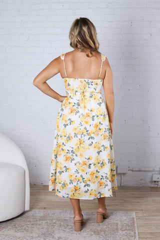 Georgia Floral Eyelet Pattern Scallop Lace Trim Midi Dress FINAL SALE