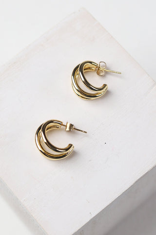Gia 14K Gold-Dipped Double Ring Earrings - Gold