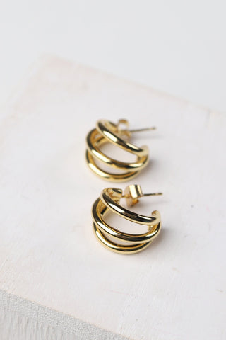 Gia 14K Gold-Dipped Double Ring Earrings - Gold