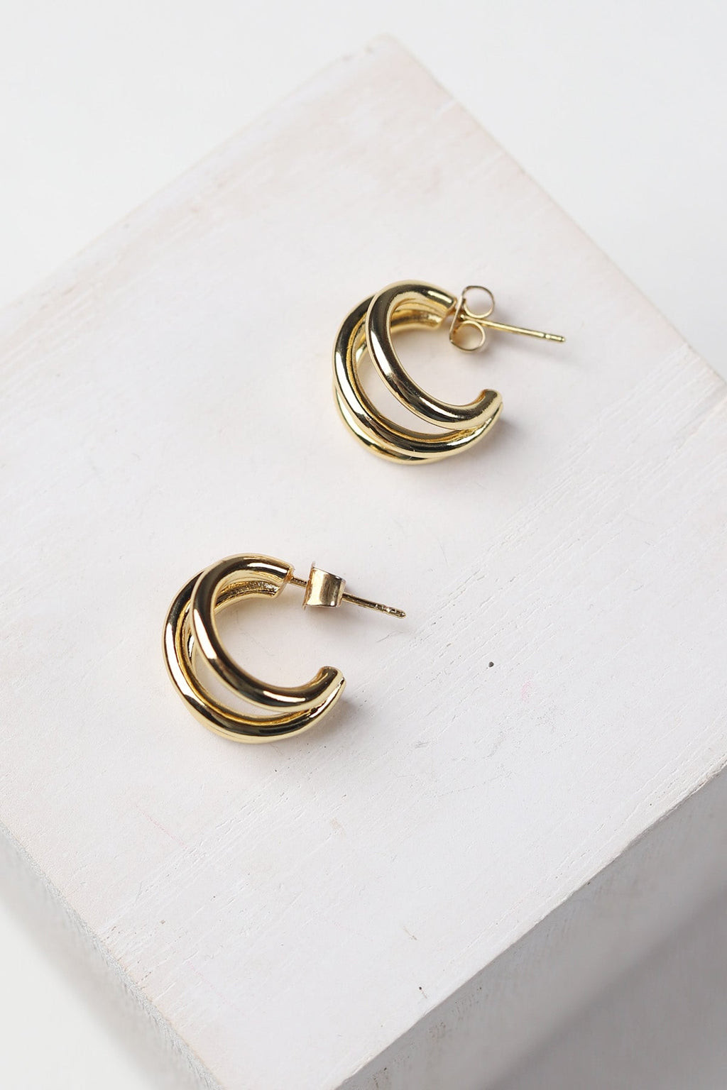 Gia 14K Gold-Dipped Double Ring Earrings