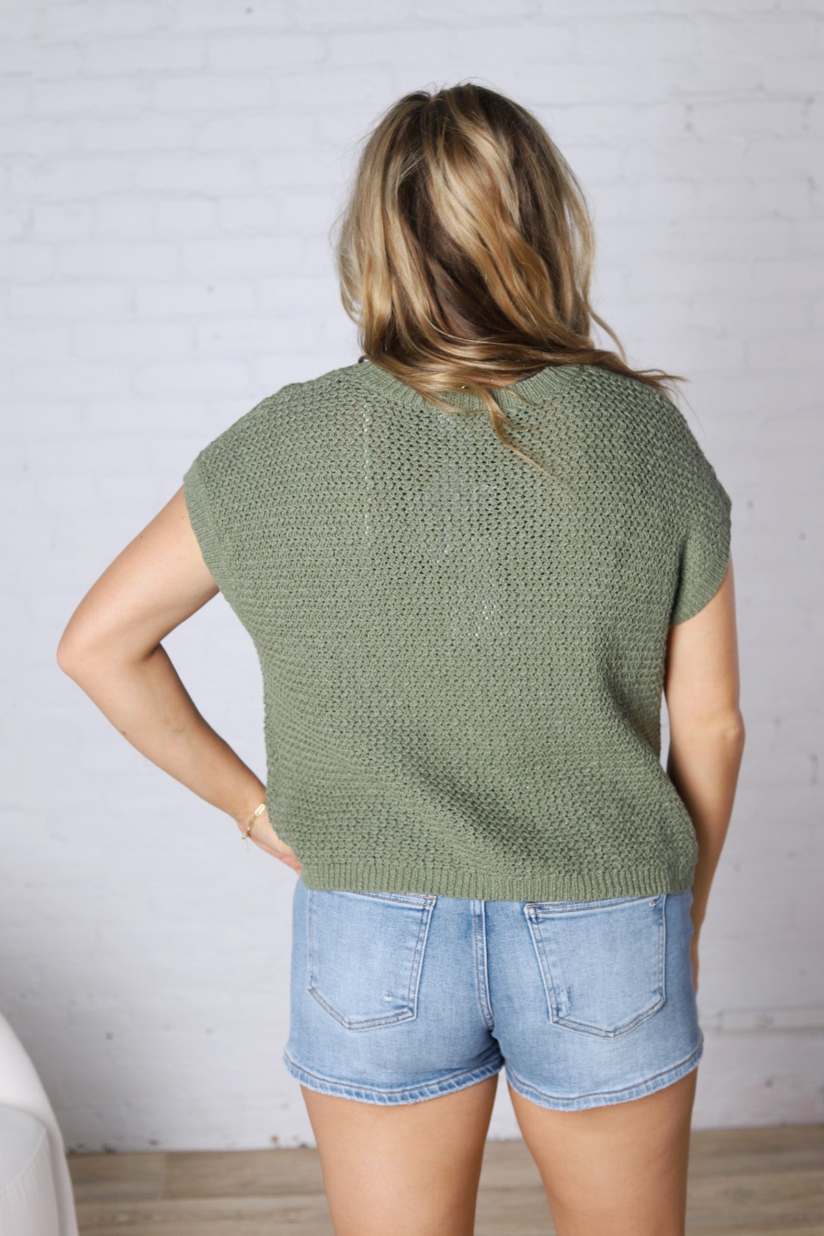 Giana Lightweight Knit Sweater Top - Olive