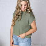 Giana Lightweight Knit Sweater Top - Olive