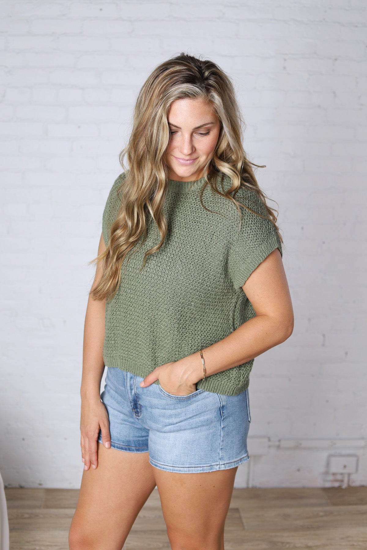 Giana Lightweight Knit Sweater Top - Olive