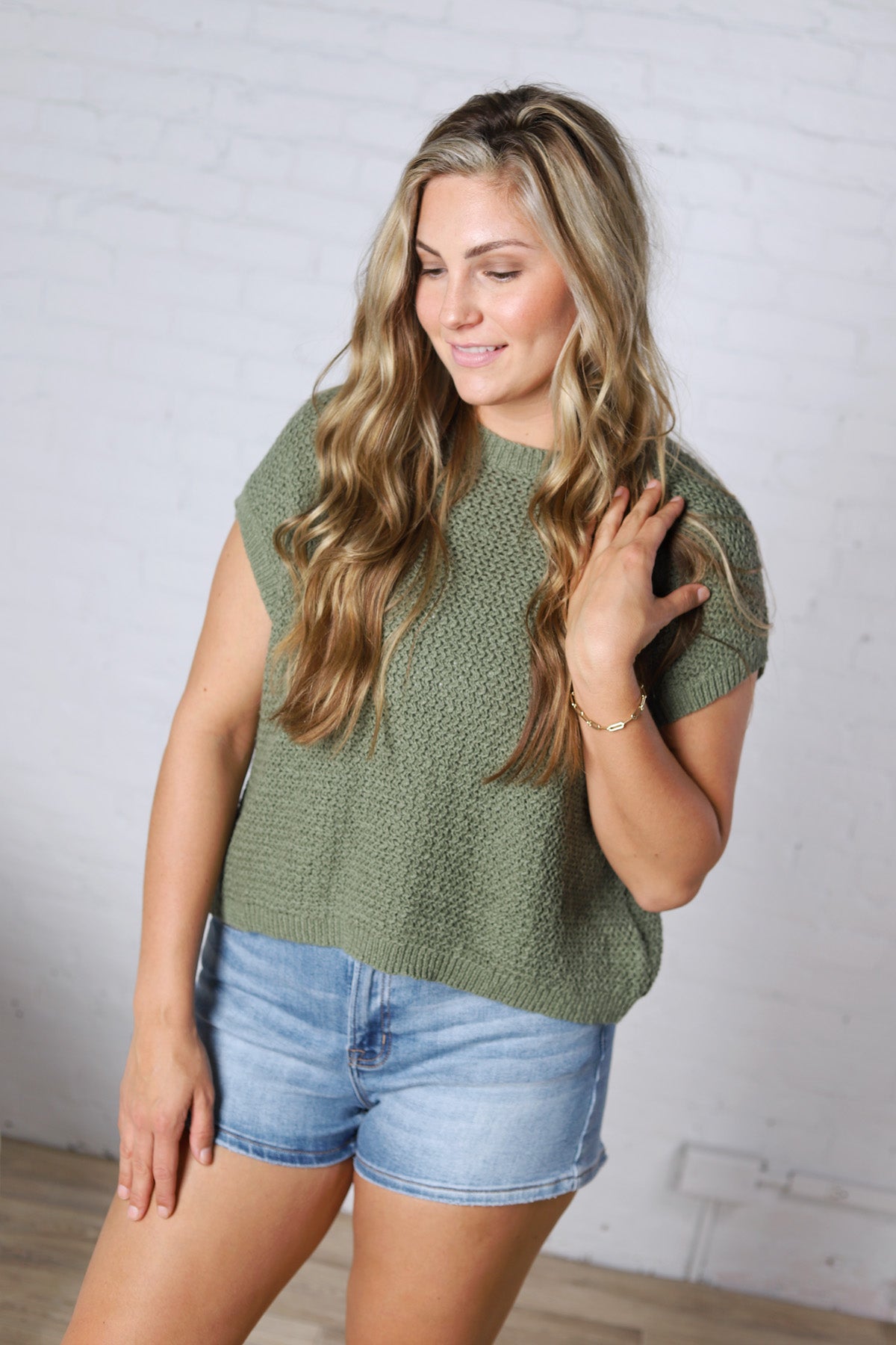 Giana Lightweight Knit Sweater Top - Olive