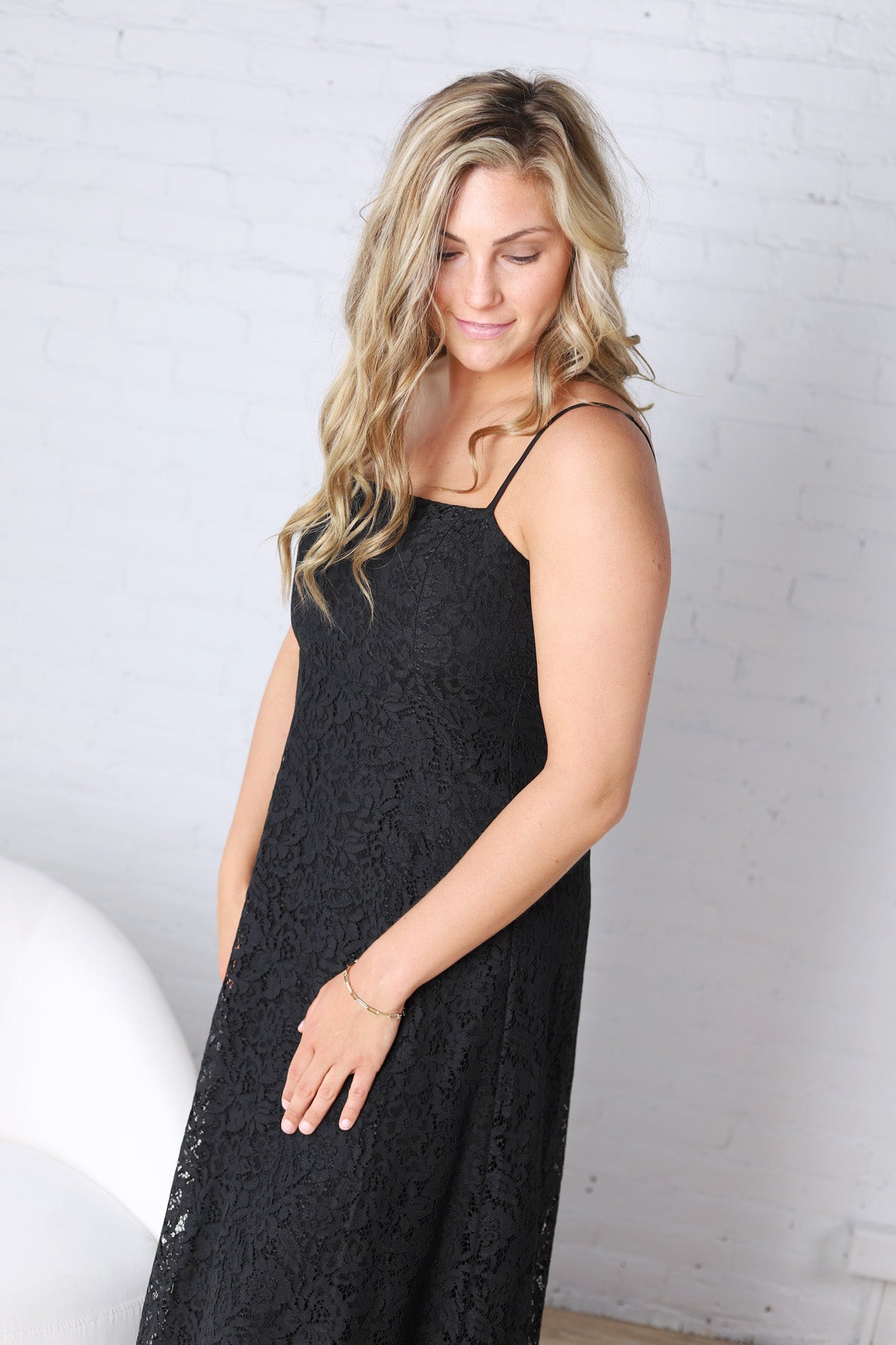 Gianna A-Line Floral Lace Dress - Black