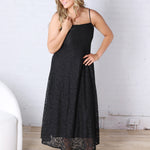 Gianna A-Line Floral Lace Dress - Black