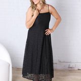 Gianna A-Line Floral Lace Dress - Black
