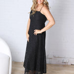 Gianna A-Line Floral Lace Dress - Black