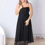 Gianna A-Line Floral Lace Dress - Black