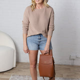 Gigi Knitted Sweater Top - Taupe