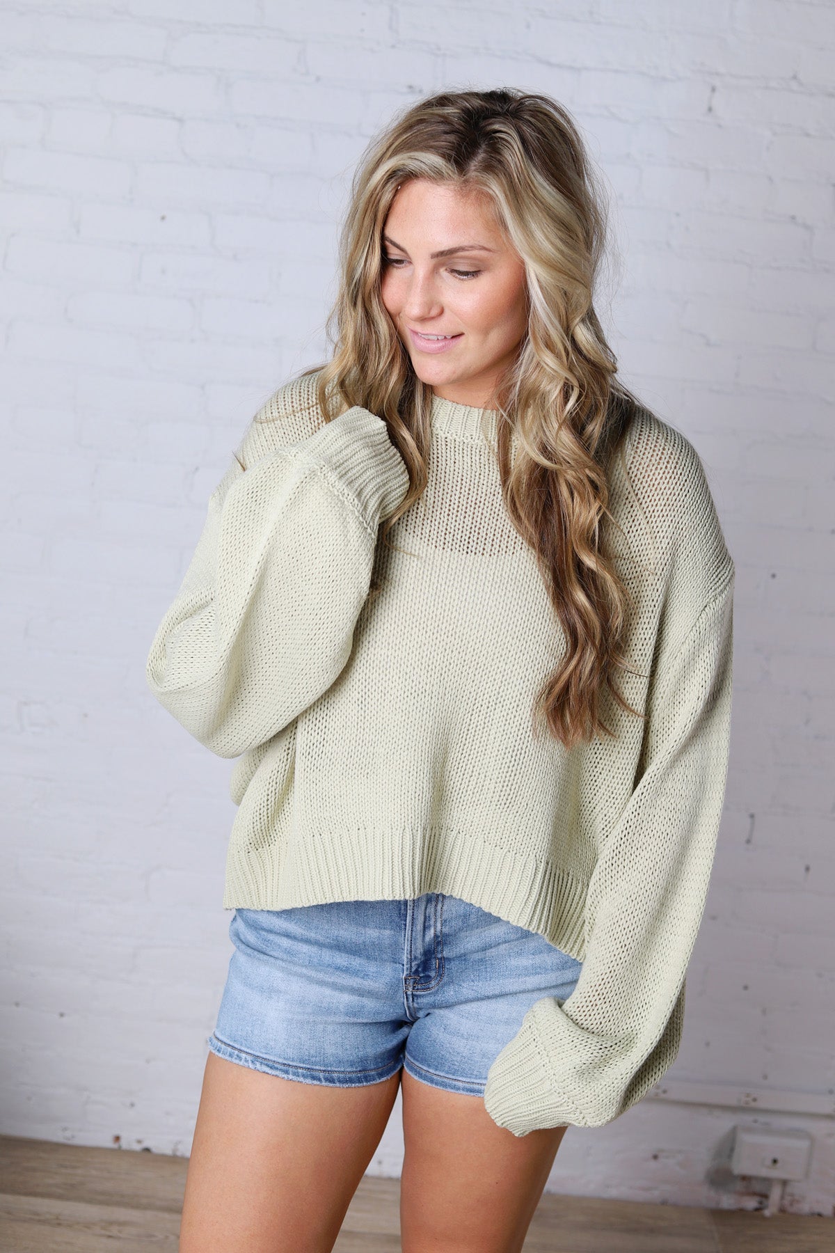 Gineva Balloon Sleeve Sweater - Apple Green