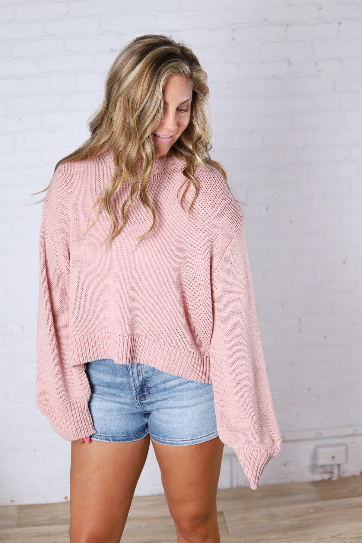 Gineva Balloon Sleeve Sweater - Rose