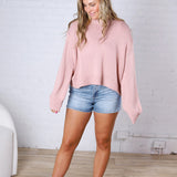 Gineva Balloon Sleeve Sweater - Rose