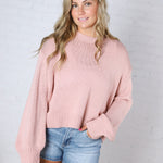 Gineva Balloon Sleeve Sweater - Rose