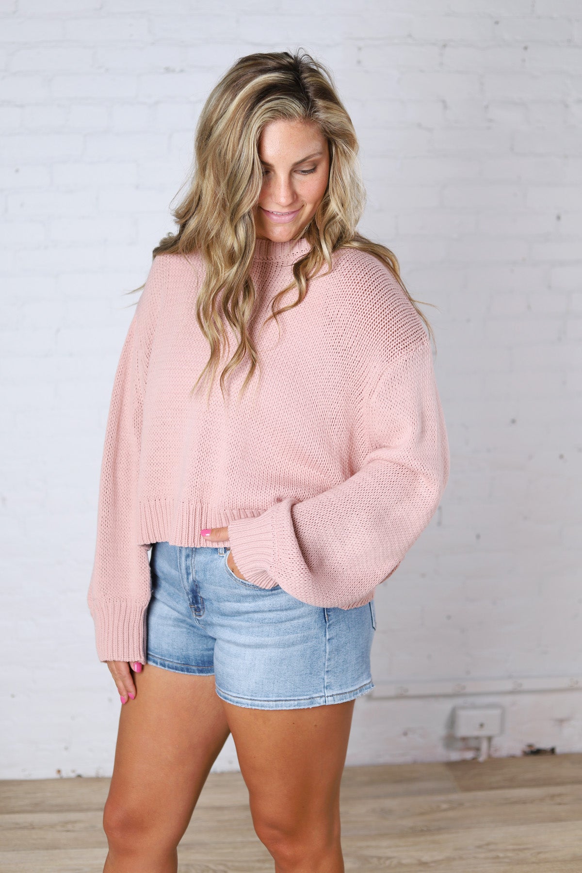 Gineva Balloon Sleeve Sweater - Rose