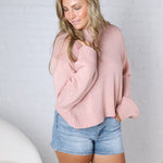 Gineva Balloon Sleeve Sweater - Rose