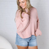 Gineva Balloon Sleeve Sweater - Rose