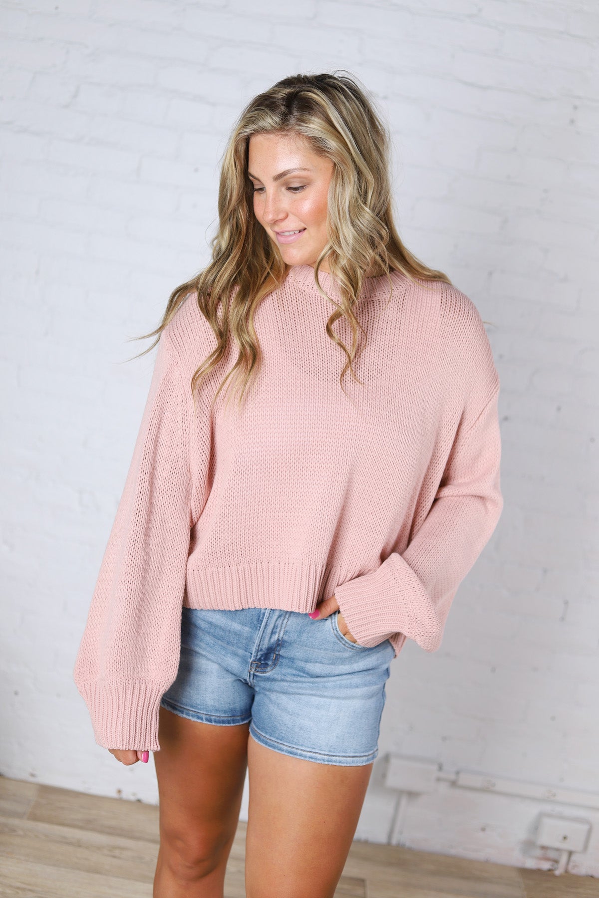 Gineva Balloon Sleeve Sweater - Rose