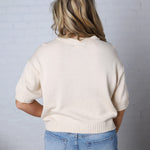 Gisella Raw Edge Short Sleeve Cardigan - Natural