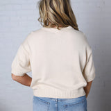 Gisella Raw Edge Short Sleeve Cardigan - Natural