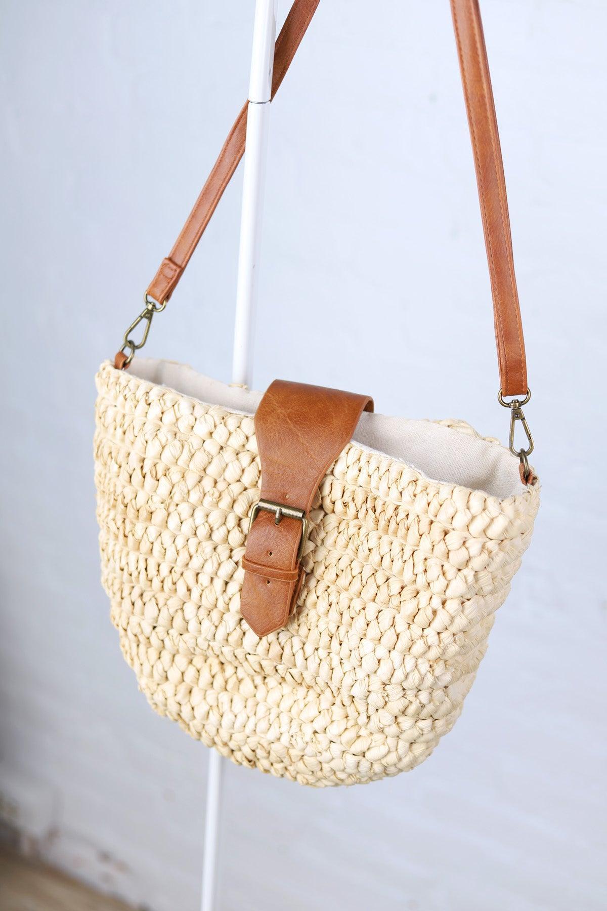 Gloria Seagrass Crossbody w/ Vegan Leather Accents