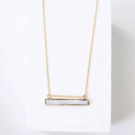 Gold Plated Bar Gemstone Necklace - Selenite