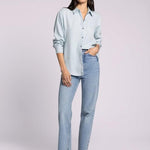 Grace Shirt - Blue Herringbone