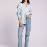 Grace Shirt - Blue Herringbone