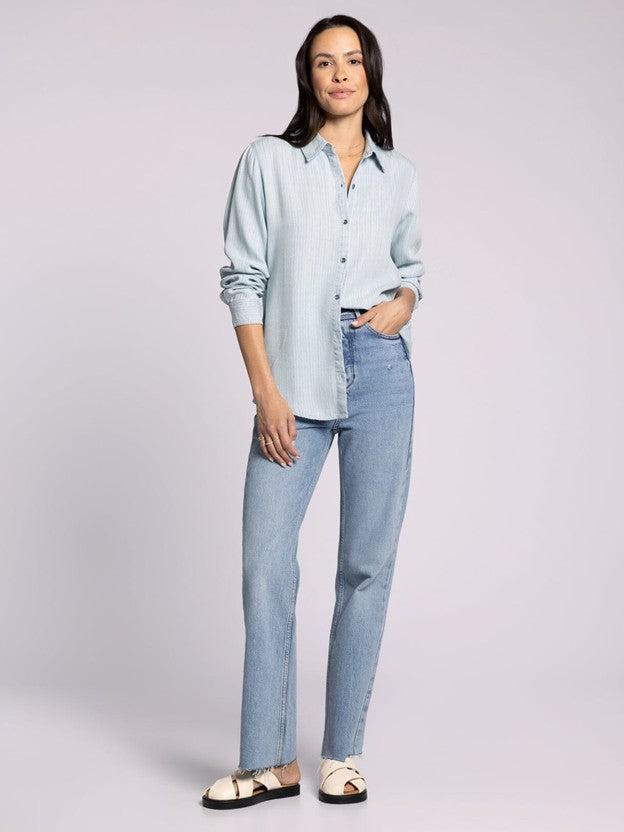 Grace Shirt - Blue Herringbone