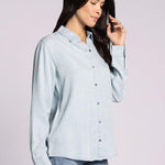 Grace Shirt - Blue Herringbone