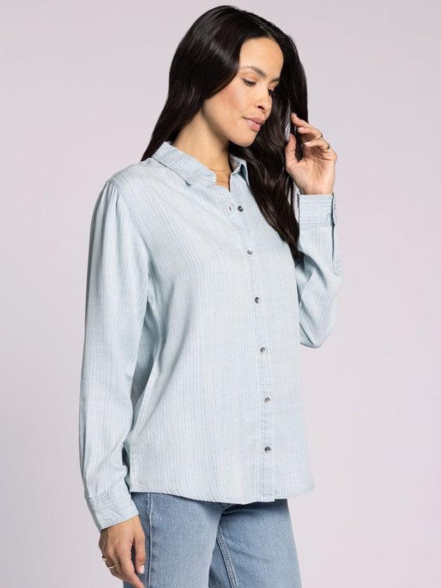 Grace Shirt - Blue Herringbone