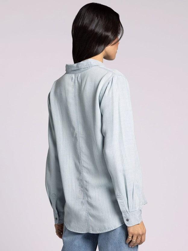 Grace Shirt - Blue Herringbone