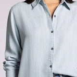 Grace Shirt - Blue Herringbone