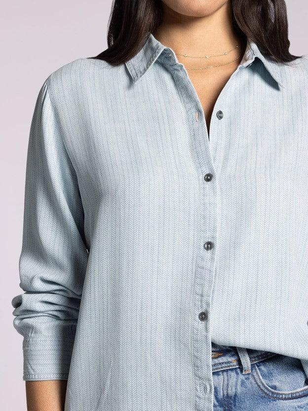 Grace Shirt - Blue Herringbone
