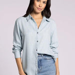 Grace Shirt - Blue Herringbone