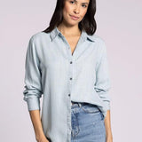 Grace Shirt - Blue Herringbone
