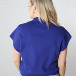 Gracelyn Mock Neck Short Sleeve Top - Royal Blue