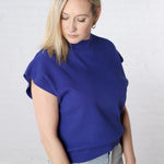 Gracelyn Mock Neck Short Sleeve Top - Royal Blue