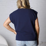 Gracelyn Round Neck Knit Top - Navy