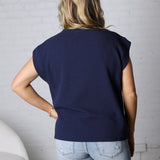 Gracelyn Round Neck Knit Top - Navy