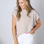 Gracelyn Round Neck Knit Top - Taupe