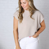 Gracelyn Round Neck Knit Top - Taupe