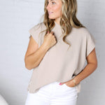 Gracelyn Round Neck Knit Top - Taupe