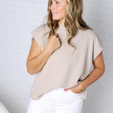 Gracelyn Round Neck Knit Top - Taupe