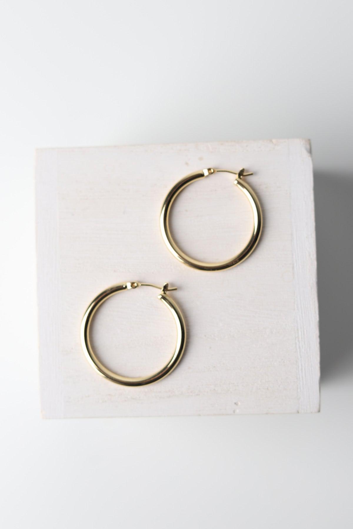 Graydin S-14K Gold-Dipped Pin Catch Hoops - Gold