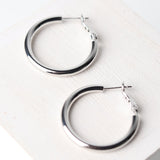 Graydin S-14K Gold-Dipped Pin Catch Hoops - White Gold