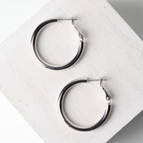 Graydin S-14K Gold-Dipped Pin Catch Hoops - White Gold