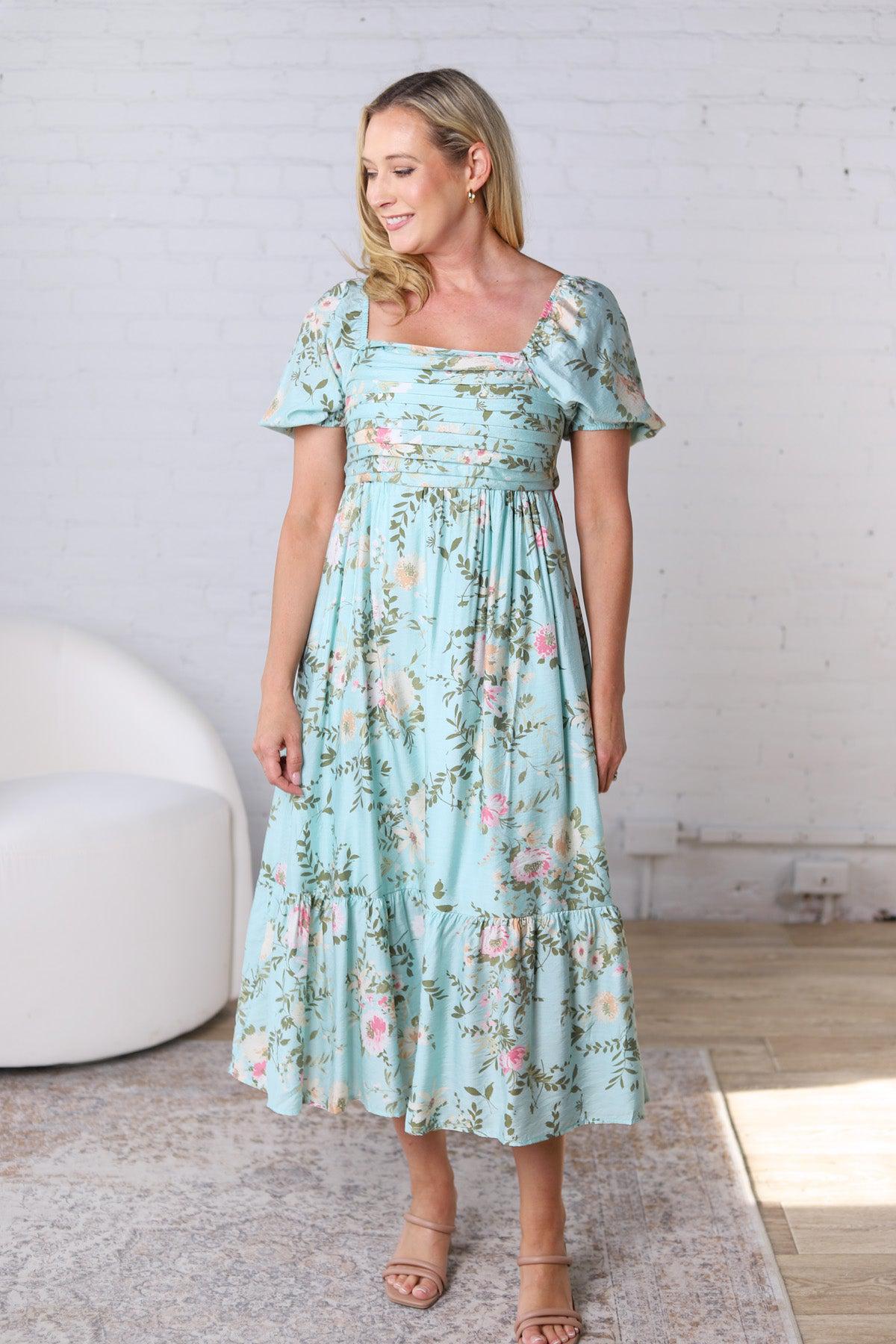 Greer Floral Pleated Midi Dress